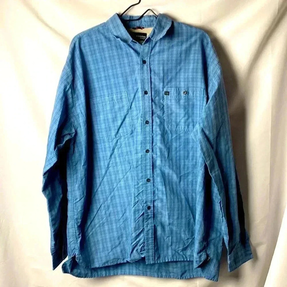 TERRAIN BY WRANGLER MENS SIZE XL  BLUE PLAID LONG SLEEVE SHIRT GOOD CONDITION - Picture 1 of 12